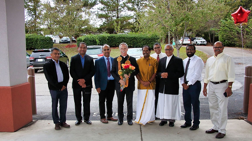 Bishop Zarama celebrates Mass with Triangle Tamil Community