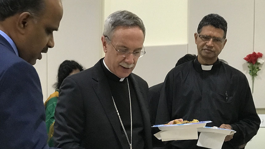 Bishop Zarama celebrates Mass with Triangle Tamil Community