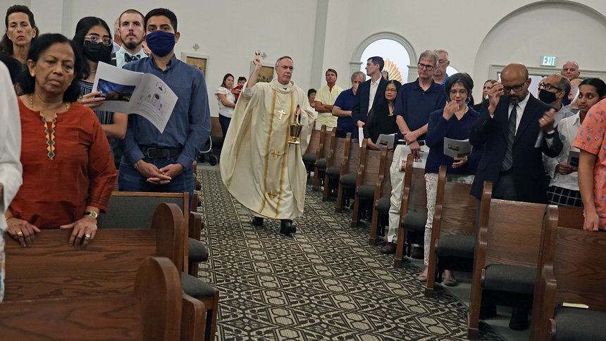 New altar is blessed to celebrate 25th anniversary of church building at St. Michael.