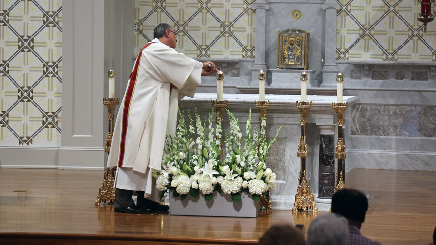 New altar is blessed to celebrate 25th anniversary of church building at St. Michael.