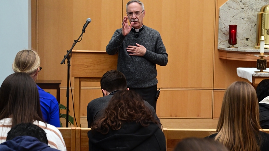 Bishop meets with Frassati Young Adult Group for Q&A in Apex